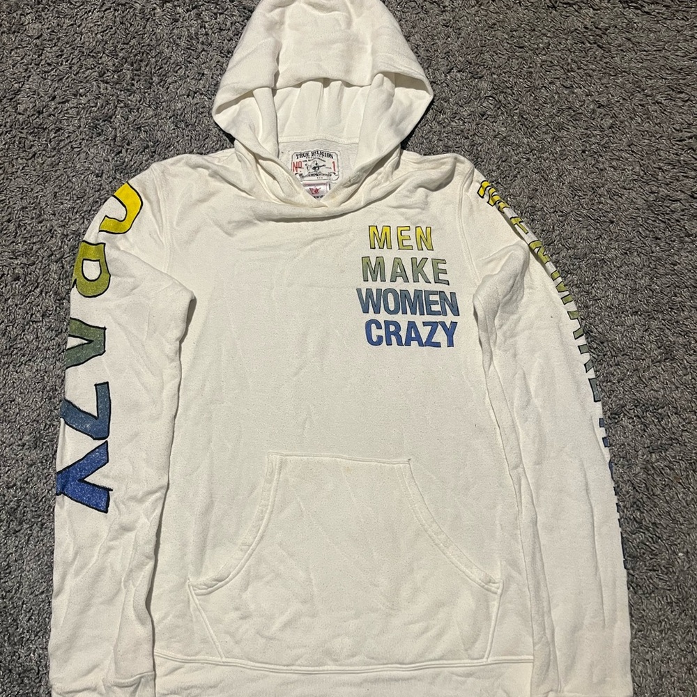 True religion White Graphic Hoodie long sleeve rare